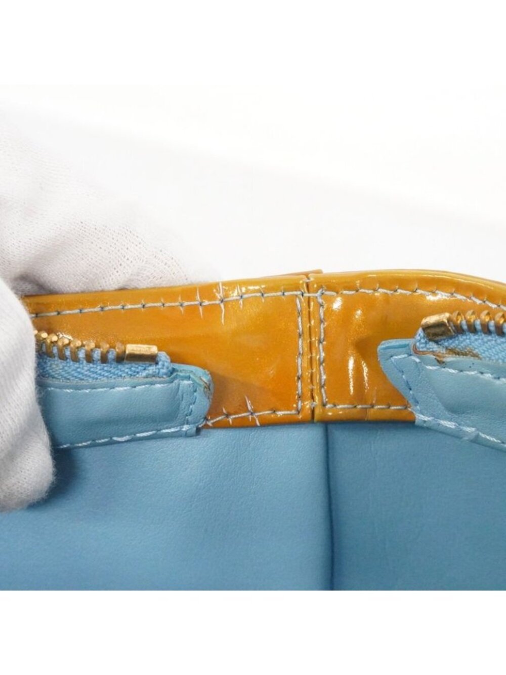 ★SOLD★ Louis Vuitton Tote Vernis Houston Baby Blue - Picture 9 of 10